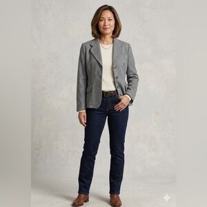 Chadwick’s Petites 14 Gray Wool Cashmere Classic Tweed Blazer Suit Jacket 14P